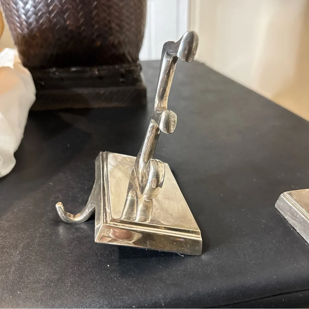 Pottery Barn Heavy Silver Stocking Holder Curly Letter E